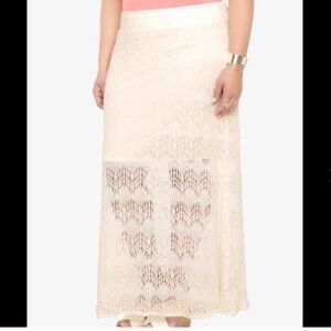 [Torrid] Ivory Crochet Lacey Skirt Boho PullOn Elastic Waist Boho Beachy 2X